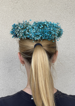 Coronite - Coronita din flori naturale din gypsophila albastra pentru scoala