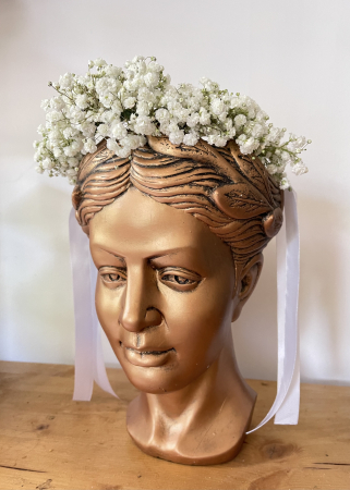 Coronite - Coronita din gypsophila alba ajustabila cu o panglica la spate