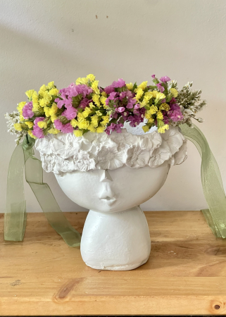 Coronite - Coronita din limonium roz si galben pentru scolari