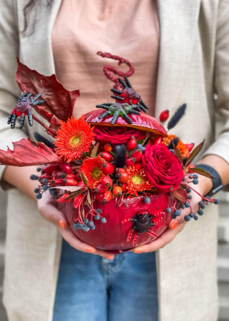 Halloween - Dovleac decorat de Halloween cu paianjeni jeleu