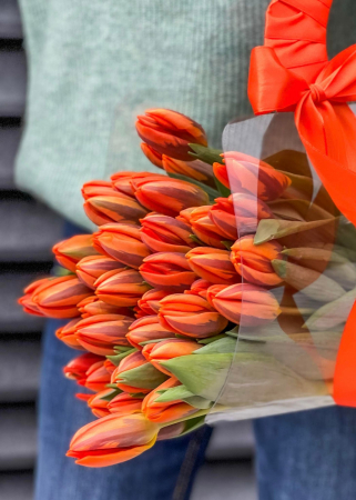 geanta transparenta cu lalele portocalii de valentine's day [2]