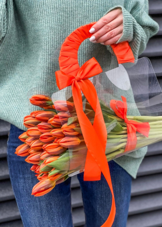 geanta transparenta cu lalele portocalii de valentine's day [3]