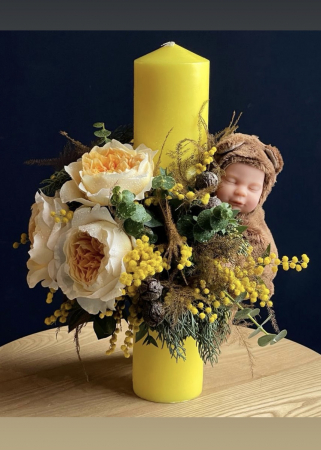 Evenimente - Lumanare de botez cu mimosa Bliss