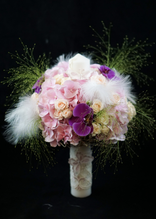 Evenimente - Lumanare de botez cu pene si sclipici Glamour