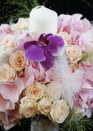 Lumanare de botez cu pene si sclipici Glamour [1]