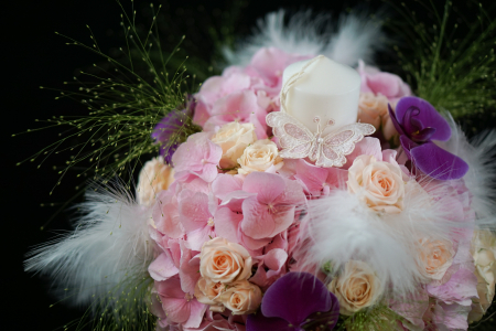 Lumanare de botez cu pene si sclipici Glamour [8]