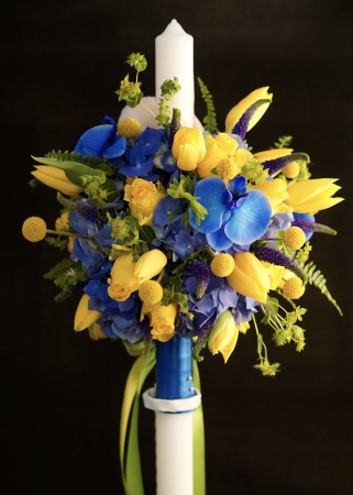 Evenimente - Lumanare galbena cu albastru Zodiac