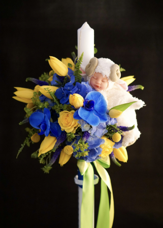 Lumanare galbena cu albastru Zodiac [1]