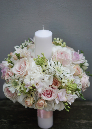 Lumanari de nunta elegante, in tonuri de alb si roz pal [5]