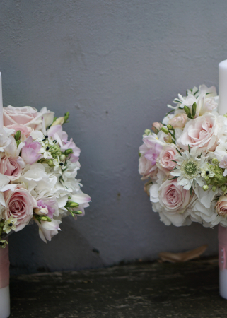 Lumanari de nunta elegante, in tonuri de alb si roz pal [3]