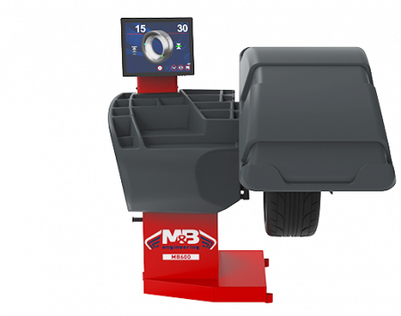 Echipamente service auto si vulcanizari - Masina de echilibrat roti cu blocare pneumatica si panou de protectie roata 10"-30" M&B MB600P Italia