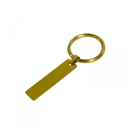 Brelocuri Personalizate - Breloc cu Placuta Dreptunghiulara din Inox Auriu Personalizabil