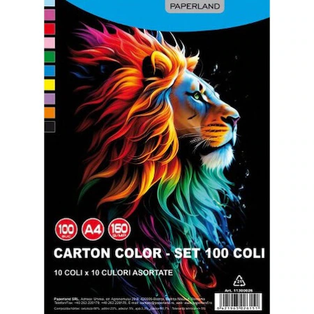 Hartie colorata si de creativitate - PP-CT-100 CARTON COLOR 160GR 10CUL 100COLI/SET