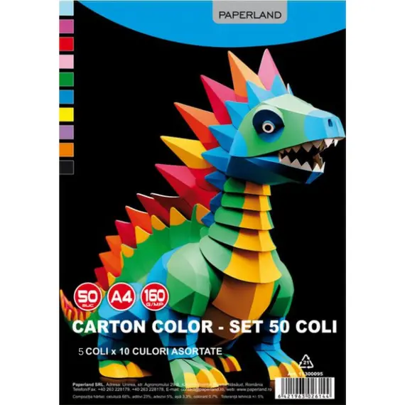 Hartie colorata si de creativitate - PP-CT-50 CARTON COLOR 160GR 10CUL 50COLI/SET