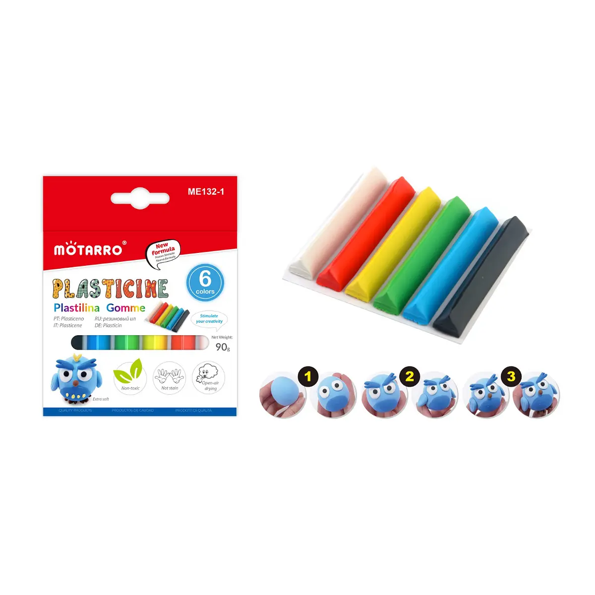 Plastilina, traforaj si lucru manual - Plastilina 6 culori Motarro