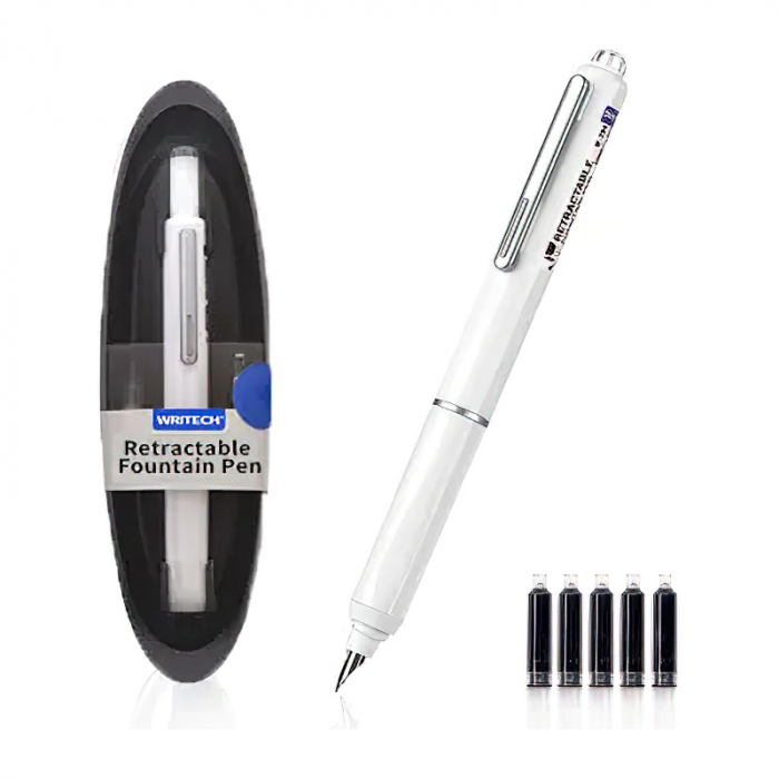 Blister stilou varf fin retractabil Writech Alb [1]