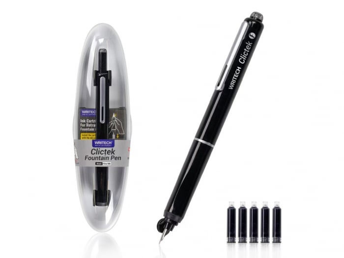 Blister stilou varf fin retractabil Writech Black [1]