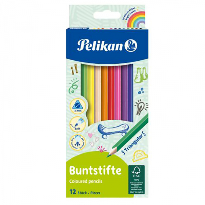 Creioane color 12 cul/set triunghiular Pelikan [1]