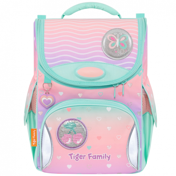 Ghiozdan neechipat Nature Quest Pro, Tiger Family, motiv Peach Waves [1]