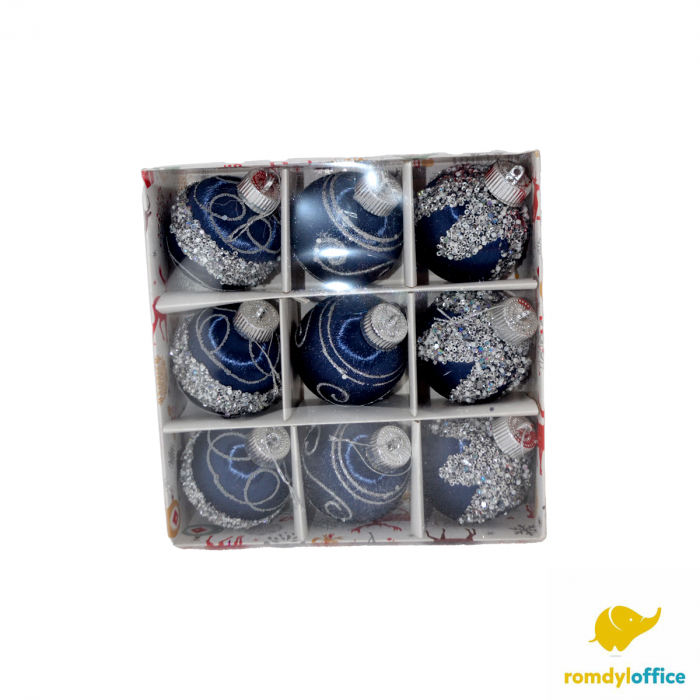 Globuri Christmas albastre 8cm 9/set [1]