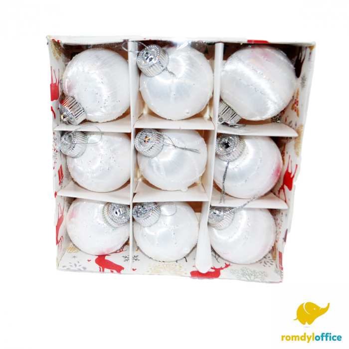 Globuri Christmas albe 8cm 9/set [1]