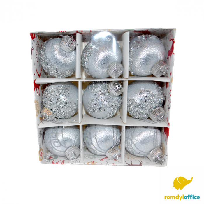 Globuri Christmas argintii 8cm 9/set [1]