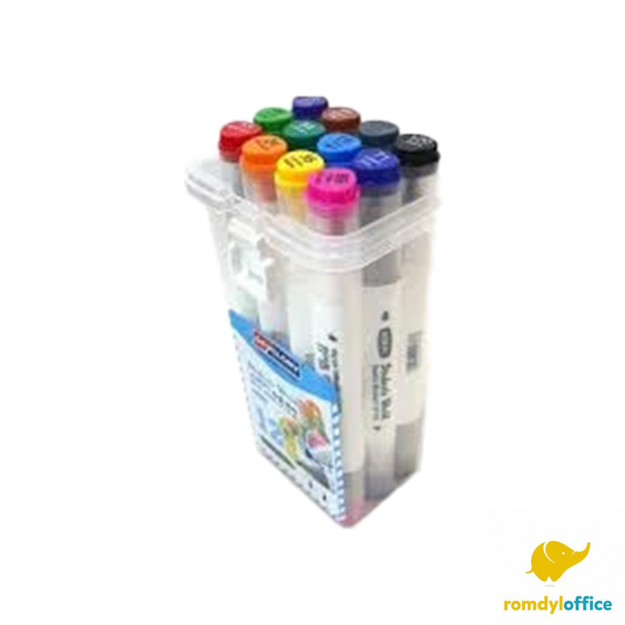 Set marker cu alcool 2 capete, 12 culori [1]