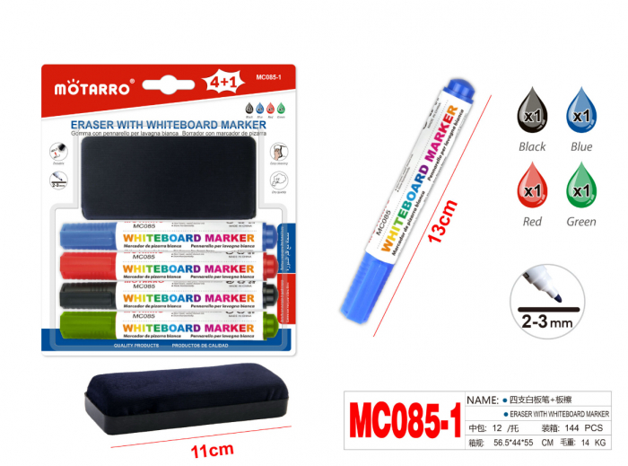 Set marker whiteboard 4 culori + burete [1]