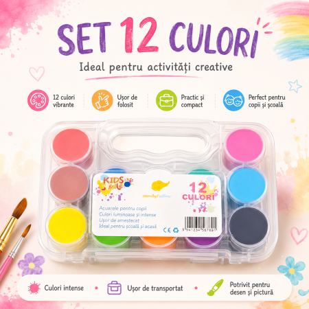 Rechizite scolare - Acuarele guase 12 culori