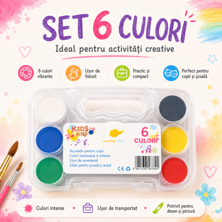Rechizite scolare - Acuarele guase 6 culori