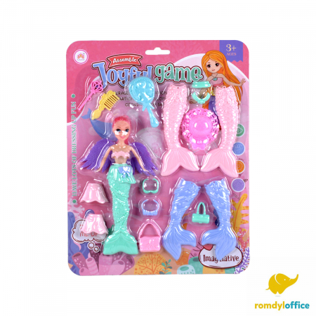 Papusi, castele, carucioare si casute - Blister papusa sirena cu accesorii