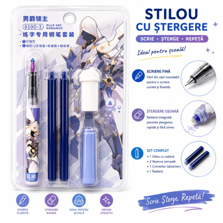 Instrumente de scris - Blister stilou cu stergere