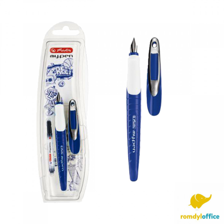 Stilouri scolare - Blister Stilou My Pen Penita M Albastru/Alb
