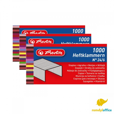Capse, decapsatoare - Capse metalice 24/6 Herlitz 1000 buc/cutie