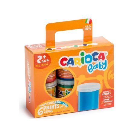 Acuarele, Tempera, Guase, Pensule - Vopsea pentru pictura cu degetele, baby 2+, 80ml, 6 culori/set