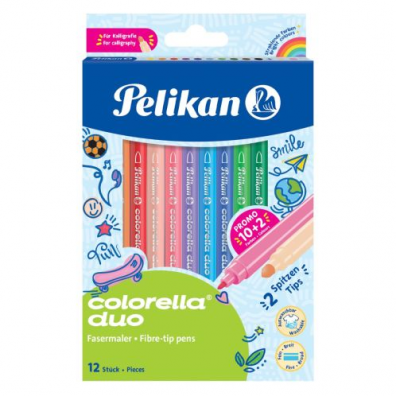 Carioci si Linere - Carioci cu 2 varfuri,Colorella Duo,12 cul, Pelikan