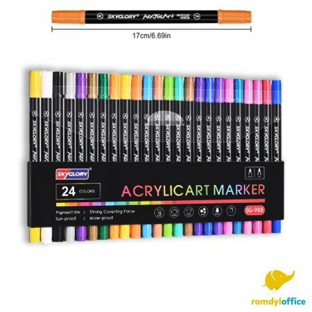 Cadouri de Craciun - Set marker acrilic 2 capete, 24 culori