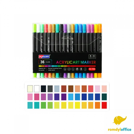 Cadouri de Craciun - Set marker acrilic 2 capete, 36 culori