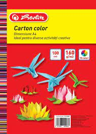 Hartie colorata si de creativitate - Carton color, A4, 160gmp, 100 coli/top, HERLITZ