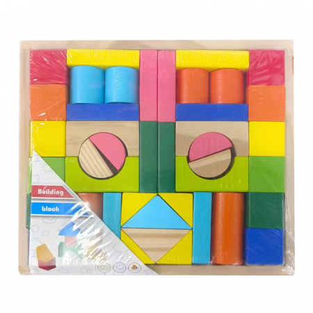 Jucarii - Cuburi colorate din lemn 42 piese 23*3*20cm