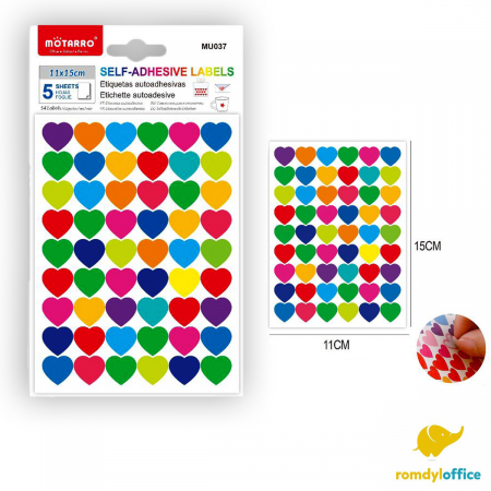 Coperti si Etichete scolare - Etichete inima 5 coli/set