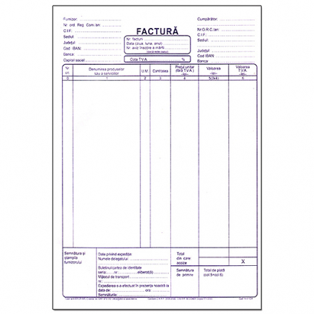 Tipizate - FACTURA A4 AUTOCOPIATIVA CU TVA