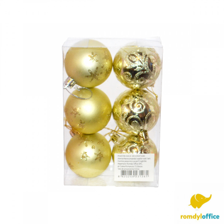 Accesorii de Craciun - Globuri 5cm aurii 6/set