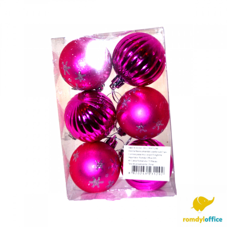 Accesorii de Craciun - Globuri 5cm Roz 6/set