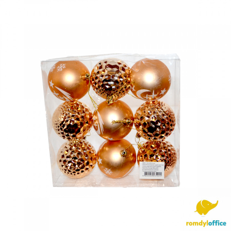 Accesorii de Craciun - Globuri 7cm Aurii 9/set
