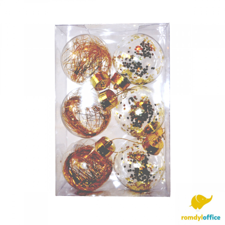 Accesorii de Craciun - Globuri 8cm aurii 6/set