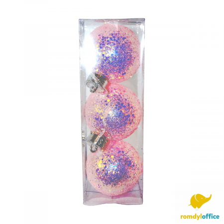 Accesorii de Craciun - Globuri 8cm roz 3/set