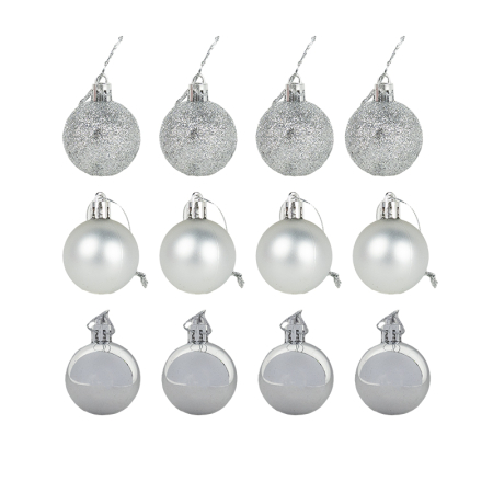 Articole decor - Globuri argintii 4cm 12/set