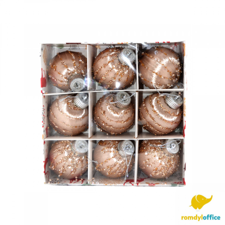 Articole decor - Globuri Christmas aurii 8cm 9/set