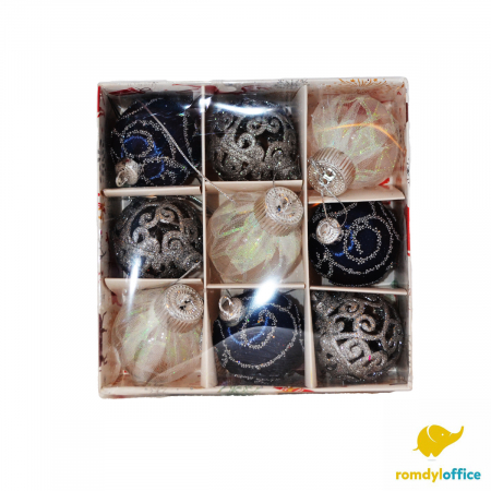 Articole decor - Globuri Christmas blue+transparent 6cm 9/set